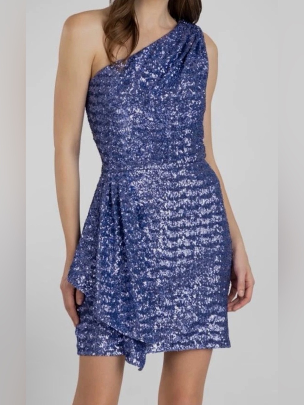 $398 Shoshanna Women's Purple Lacey Sequined One-Shoulder Mini Dress Size 8